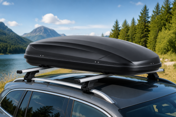 Norauto Auto Dachbox 385 L + Thule Dachträger